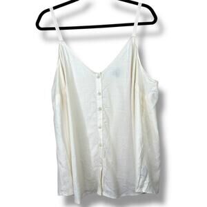 Torrid NWOT Sophie Cream Linen Button Down V-Neck Tank Top Swing Cami Size 1